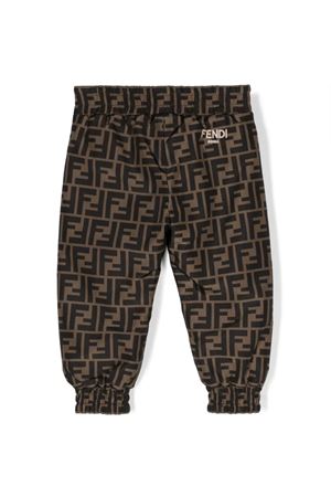 pantalone in cotone marrone FENDI KIDS | BUF071AMJJF19J5